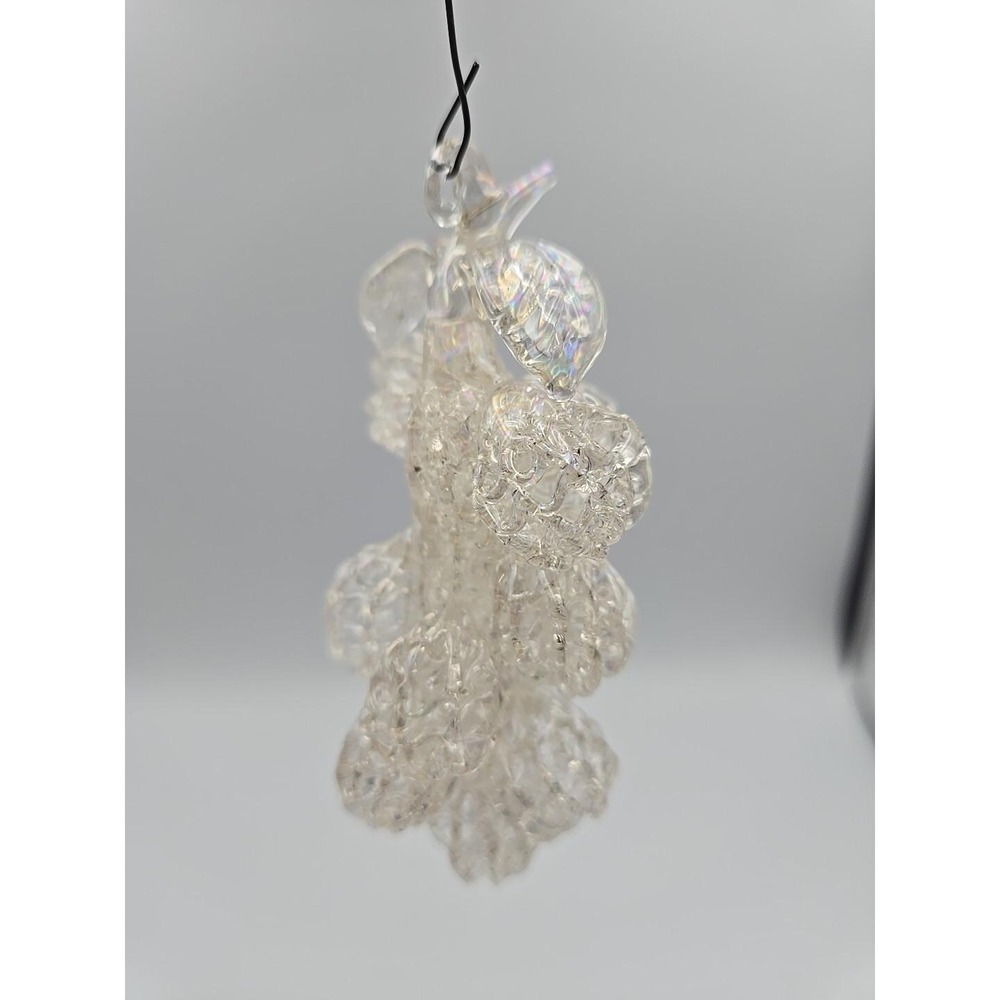 Vintage 4" Spun Iridescent Glass Grape Cluster Fruit Christmas‎ Holiday Ornament - Picture 2 of 3